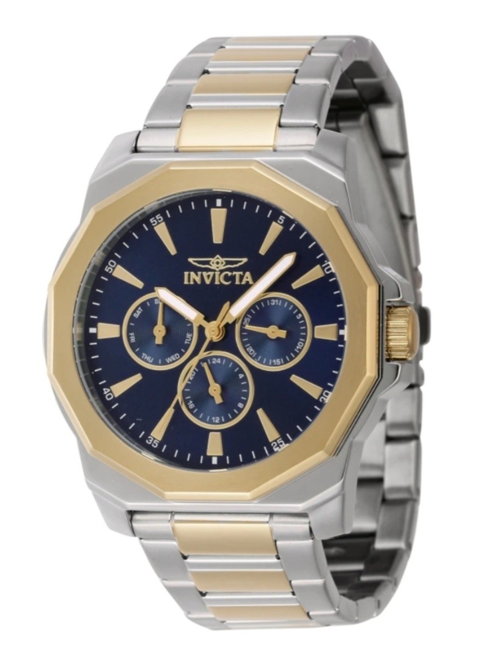 Invicta Men's Two-Tone Gold & Silver Blue Dial Chronograph Watch
